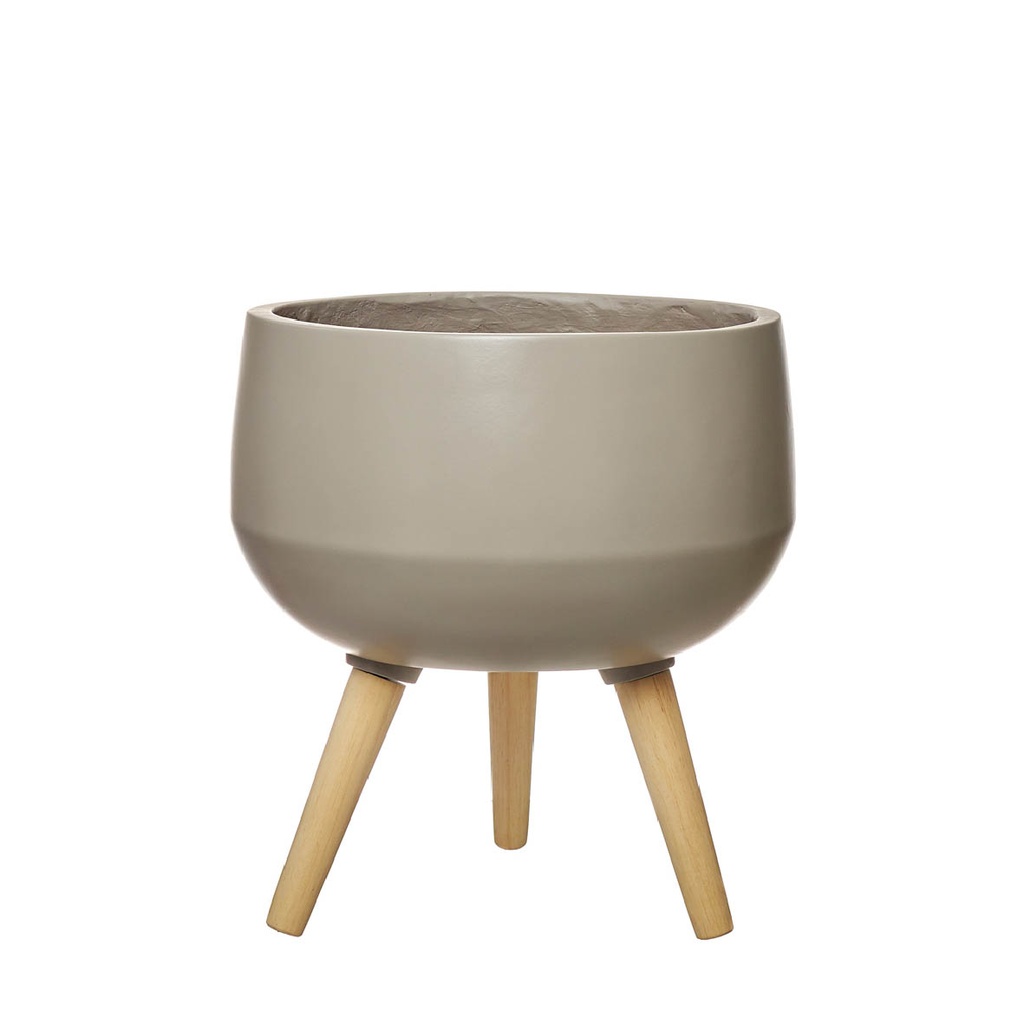 Jarrón poliresina patas madera 20 cm