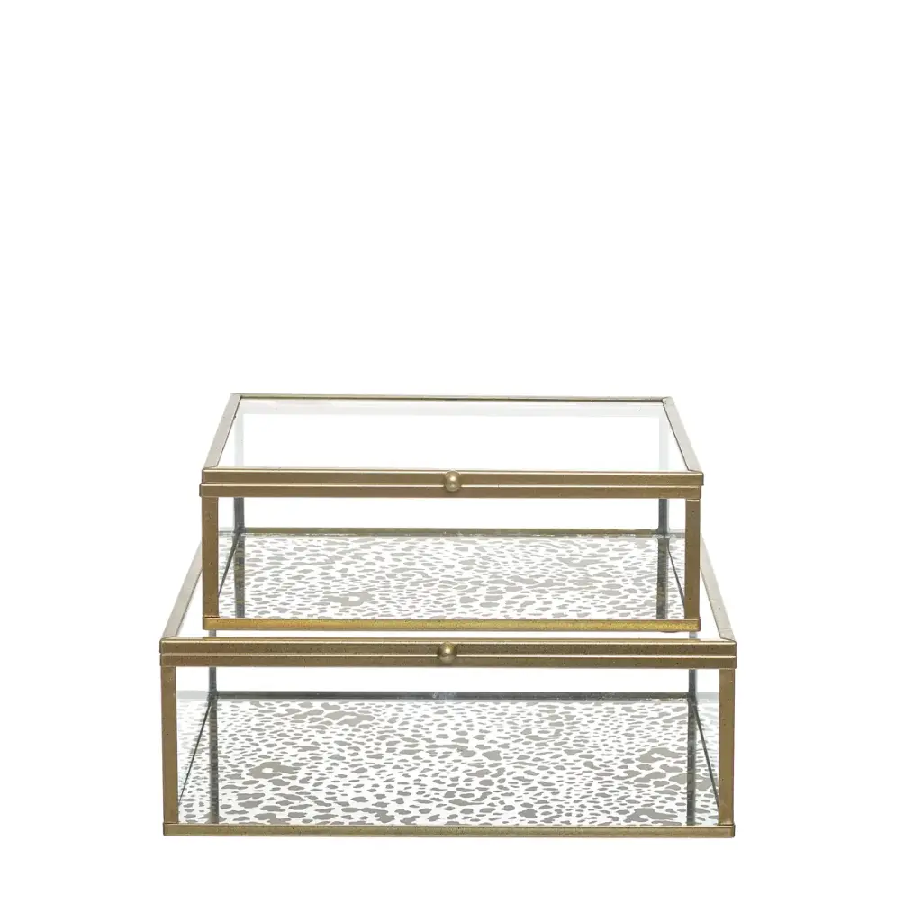 Caja metálica/cristal decorativa (Pack 2 ud)