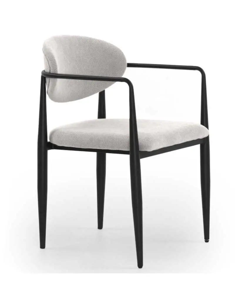 Sillón tapizado chenilla patas metálicas negra