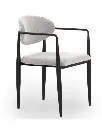Sillón tapizado chenilla patas metálicas negra