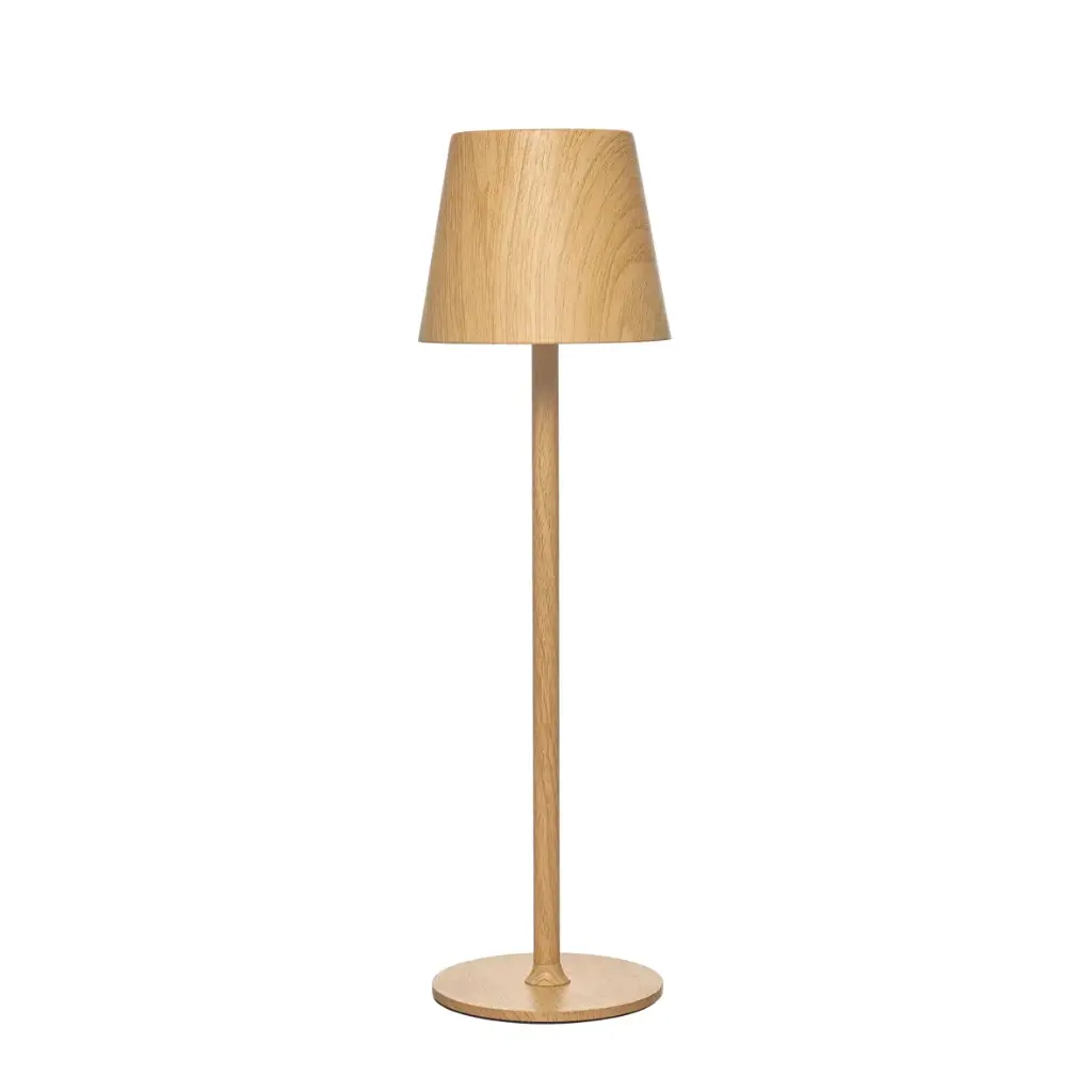 Lámpara de mesa metálica roble