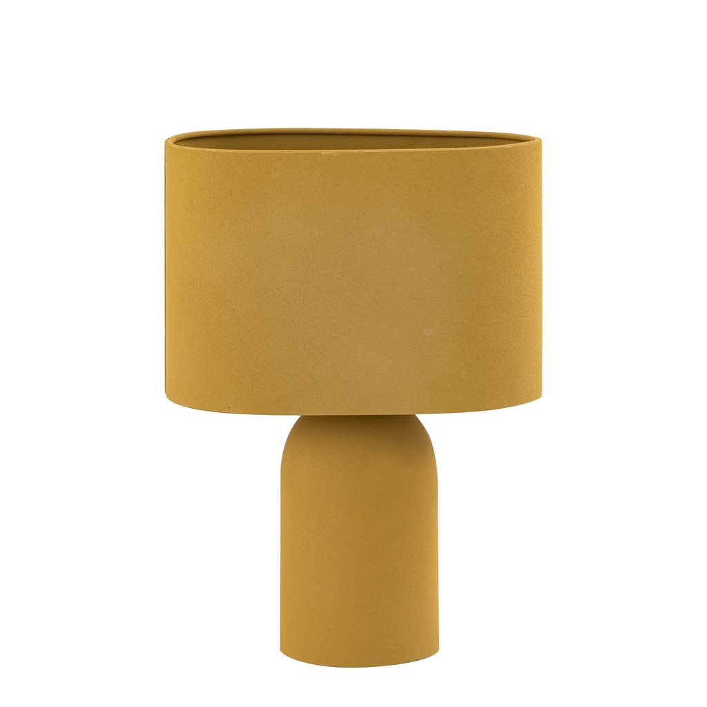 Lámpara de mesa redonda de hierro amarillo Rhyda pantalla ovalada