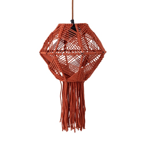 [1674-719627] Lámpara colgante Milley de macramé de algodón naranja oscuro