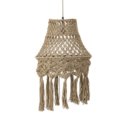[1674-719629] Milley Green cotton macrame hanging lamp round