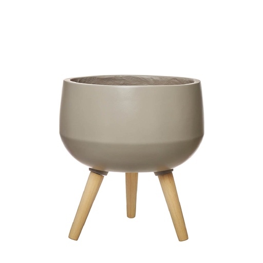 [2005-45169] Jarrón poliresina patas madera 20 cm