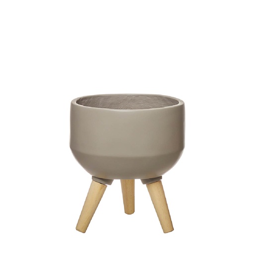[2005-45170] Jarrón poliresina patas madera 15 cm