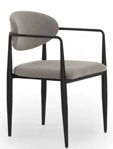 Sillón tapizado chenilla patas metálicas negra