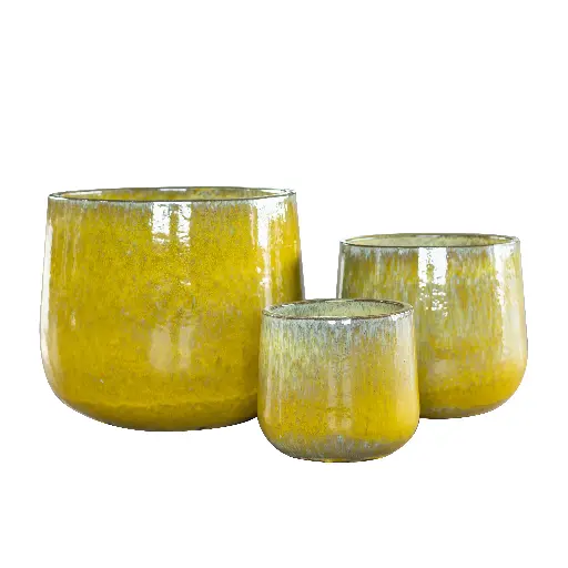 [1674-725734] Maceta Novii amarilla (set 3 ud)